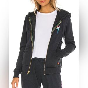 Aviator Nation Bolt Zip Hoodie in Rainbow Pink